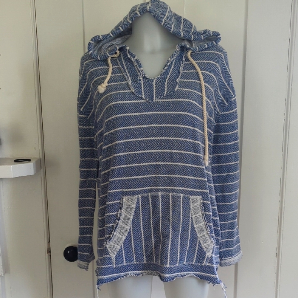 Ocean Drive Blue Oversized Striped Hoodie